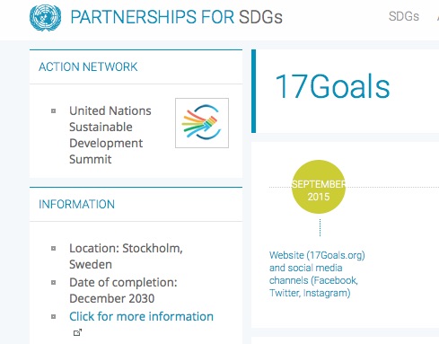 Update: 17Goals Registered as Partnership with the UN